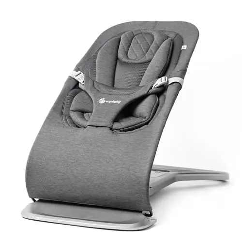Ergobaby Evolve 3-in-1 adjustable baby bouncer in charcoal grey