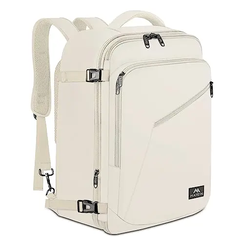 MATEIN beige expandable travel backpack with hidden straps