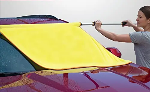 ShamPow yellow car drying towel with telescoping pole