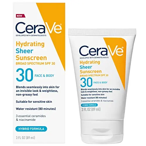 CeraVe Hydrating Sheer Sunscreen SPF 30 tube