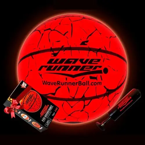 Orange LED light-up basketball with crackle design