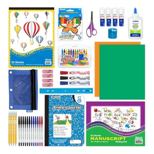 BAZIC Products primary school kit with essential tools for kindergarten and early elementary