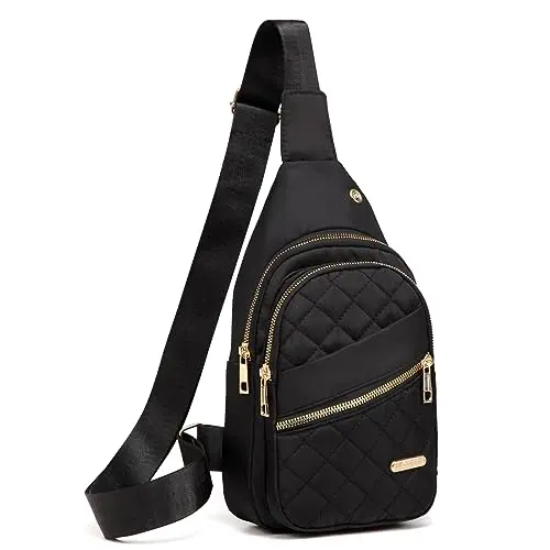 AOSTIHOT Nylon Crossbody Sling Bag worn on the chest during outdoor activity