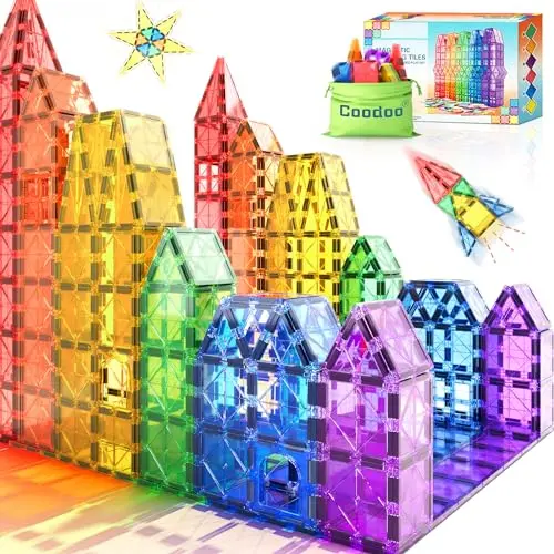 Coodoo Magnetic Tiles building set in rainbow colors