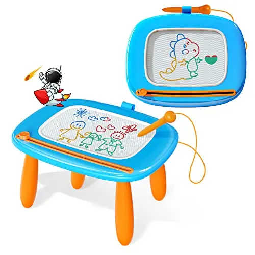 Light blue magnetic drawing board and doodle pad for toddlers