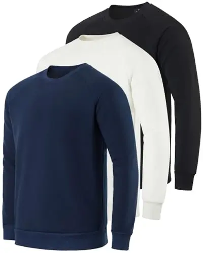 Real Essentials men's crewneck fleece sweatshirt in a 3-pack