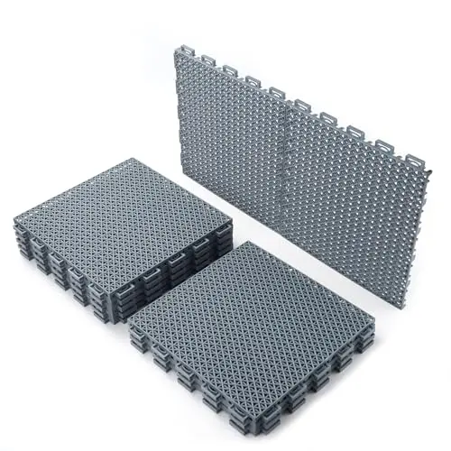 Romlits interlocking plastic deck tiles for shed floor foundation
