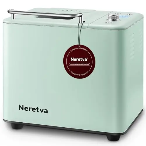 Neretva 20-in-1 bread maker in mint green with stainless steel body