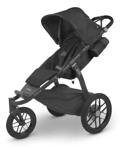 UPPAbaby Ridge jogging stroller in charcoal on a mountain path