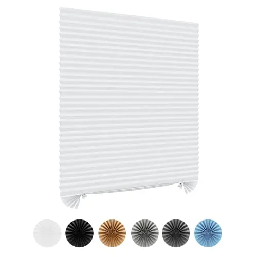 Maritown white pleated paper blinds clipped to kitchen window