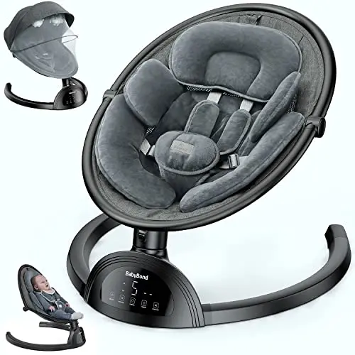 BabyBond black portable baby swing with remote control