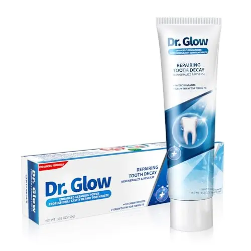 Dr. Glow Adult Cavity Repair Toothpaste tube with mint formula