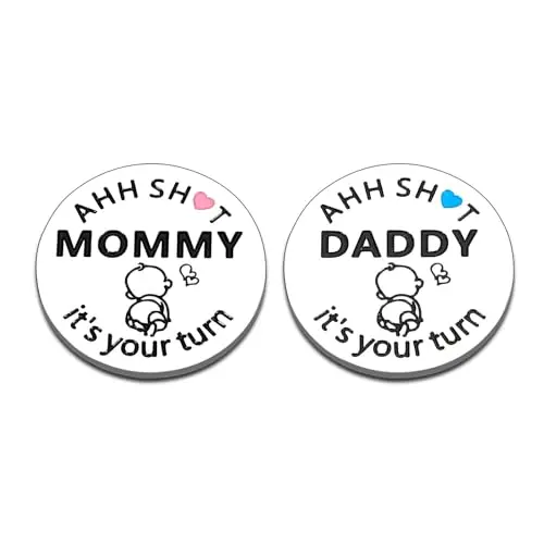 Stainless steel decision coin engraved with Mummy's Turn and Daddy's Turn