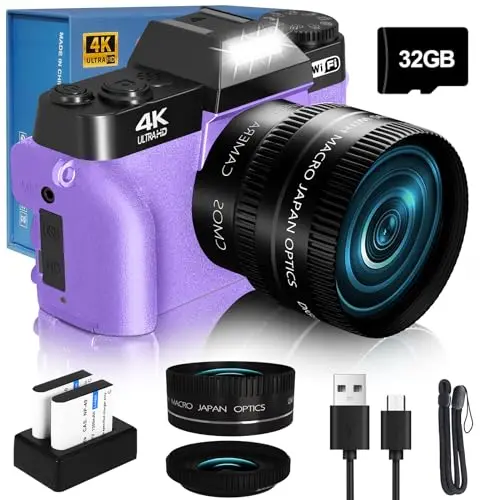VJIANGER purple digital camera with flip screen