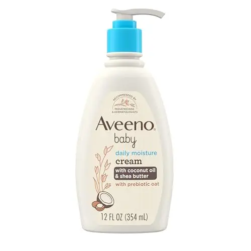 Aveeno Baby Daily Moisturizing Cream bottle with gentle coconut scent