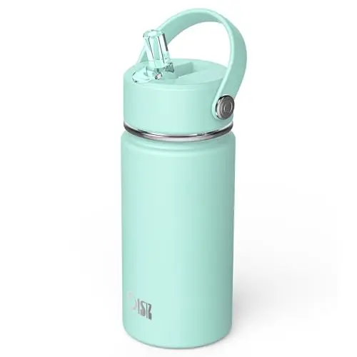 OISIZ kids water bottle in Mint Green with straw lid and transparent spout
