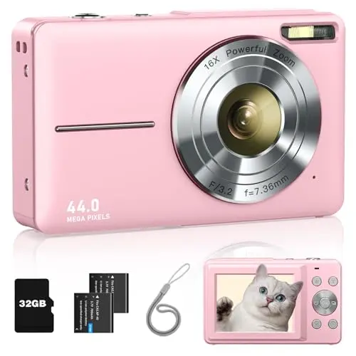 LECRAN pink compact digital camera for kids and teens