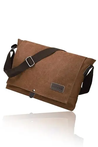 Cota's home Canvas Messenger Bag in mocha brown with front flap