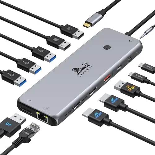 LIONWEI 13-in-1 USB C hub with dual HDMI and DisplayPort