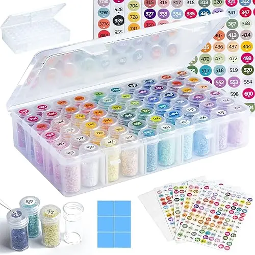 Forever Young 60-jar organizer with pre-printed DMC color code labels
