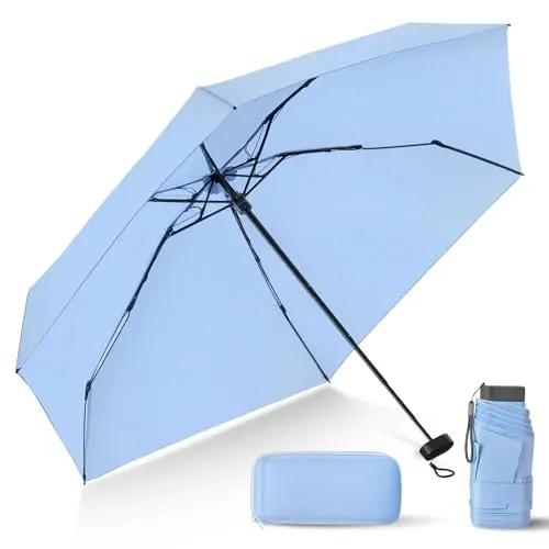 LEAGERA compact sun and rain umbrella with carrying case.