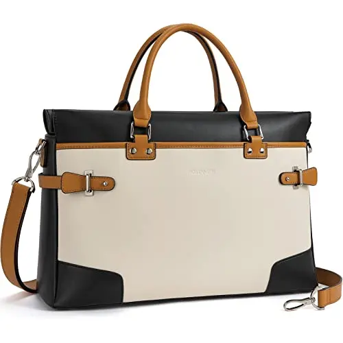Bostanten leather briefcase with magnetic exterior pockets