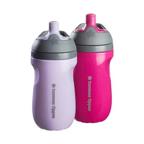 Tommee Tippee Insulated Sportee toddler water bottles in lilac and plum colors