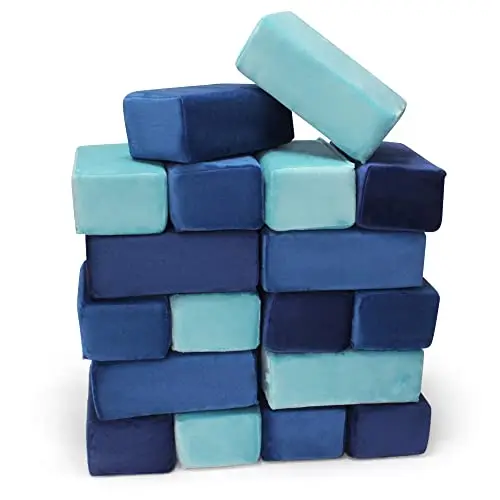 Plush Blocks set of soft, fabric-covered foam building blocks in ocean colors