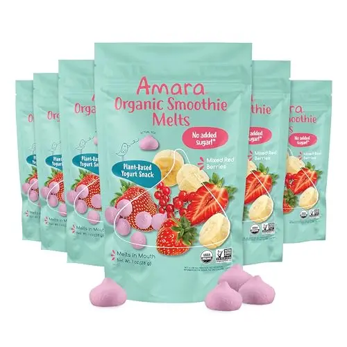 Amara Smoothie Melts Mixed Red Berries baby snacks in resealable bags
