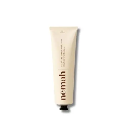 Nemah Stretch Mark Cream for Pregnancy in packaging, a vegan and cruelty-free cream