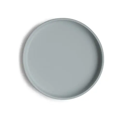 mushie single silicone suction plate in a solid color