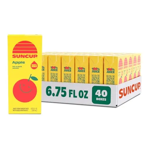 SunCup Apple Juice boxes with eco-friendly packaging in a 40-pack