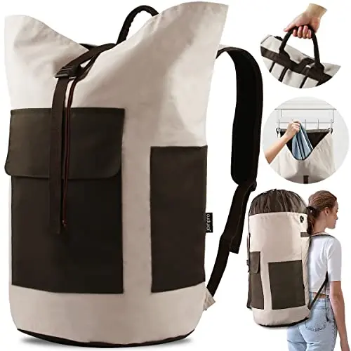JOINPRO khaki laundry backpack with front and side pockets