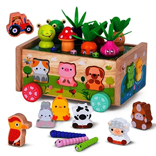 KMTJT wooden animal farm car sorting and matching toy for toddlers