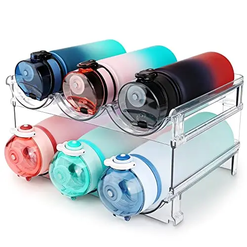 spospo clear stackable water bottle organizer rack for cabinets