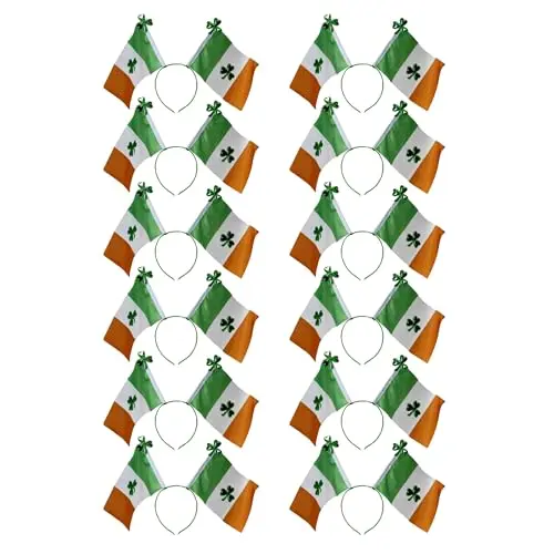 PMU Saint Patrick's Day Irish flag boppers with shamrock headband, package of 12