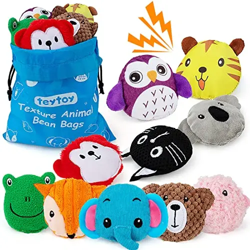 Tetyoy pack of 10 small textured sensory bean bag animals