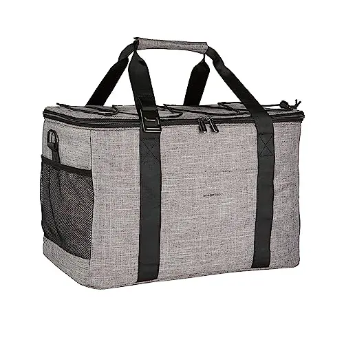Amazon Basics gray insulated soft cooler backpack with side pockets