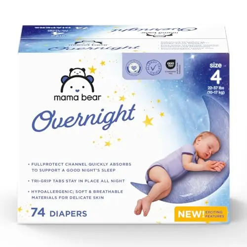 Mama Bear Overnight Diapers size 4 pack from Amazon brand