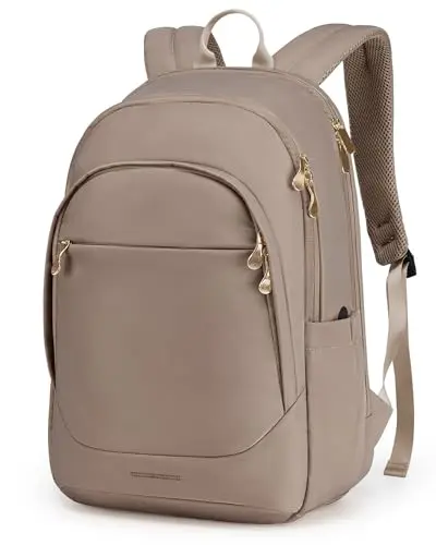 LIGHT FLIGHT champagne-colored women's laptop backpack with USB port hole