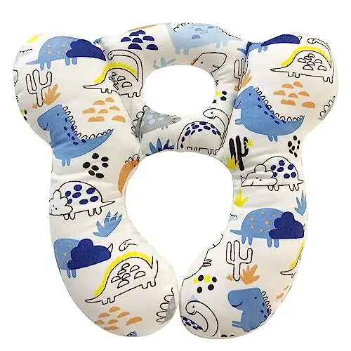 DEEZOMO blue dinosaur print baby travel pillow for car seat
