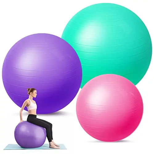 Honoson set of three yoga balls in pink, purple, and green for different pregnancy stages