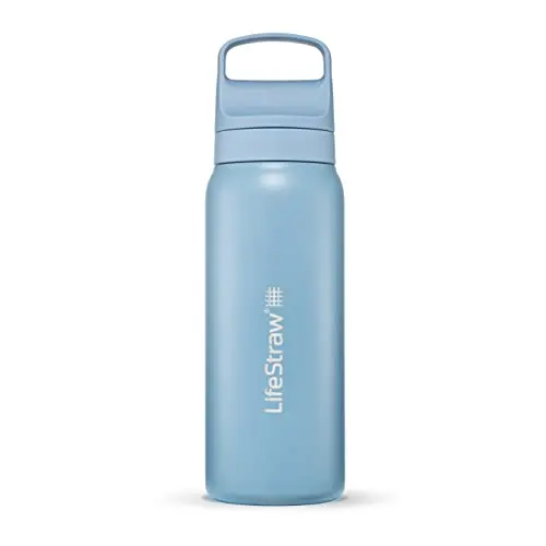 LifeStraw Go Series Insulated Stainless Steel water filter bottle in Icelandic Blue