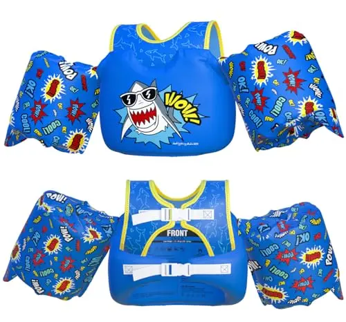 Dark Lightning Shark-Blue Coast Guard Approved Kids Swim Vest