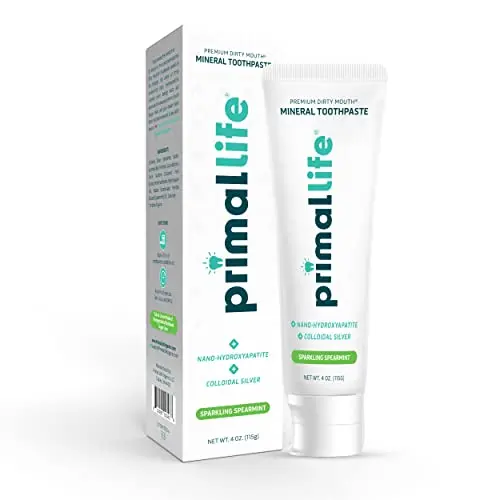 Primal Life Organics Dirty Mouth Mineral Toothpaste tube in spearmint flavor