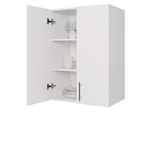 JPND White Double Door Wall Mounted Kitchen Cabinet