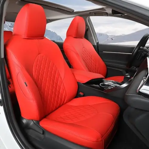 GIANT PANDA red genuine leather car seat covers for Toyota Camry XLE/XSE