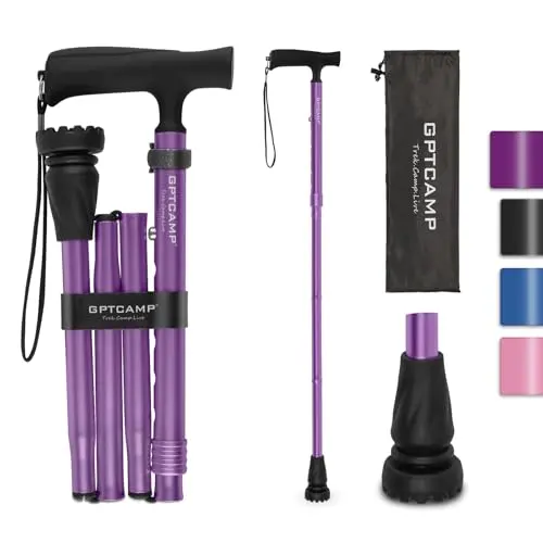 GPTCAMP G2 folding walking cane with T-shaped handle
