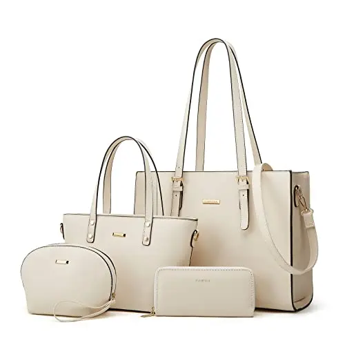 Lovematch 4-piece synthetic leather handbag set with tote and crossbody