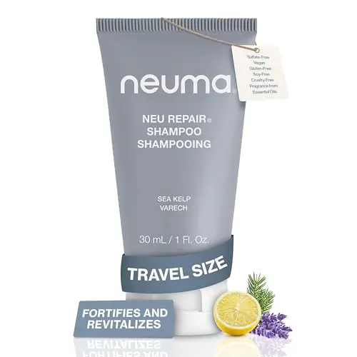 Neuma Neu Repair Shampoo travel-size bottle with lemon, lavender, and fir needle scent